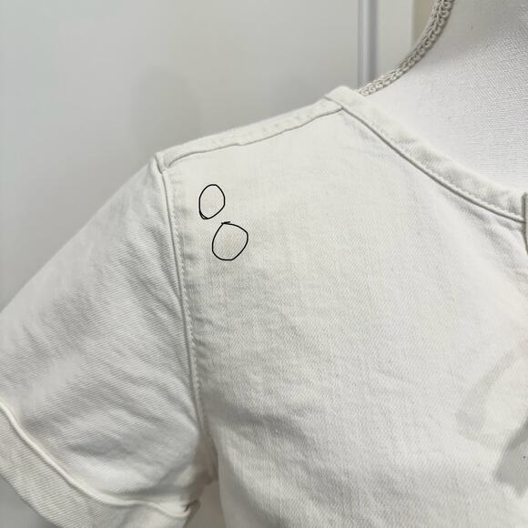 Sezane Ecru Giulia Denim Shift Dress French Country Coastal Rustic Boho Preppy - Picture 7 of 11